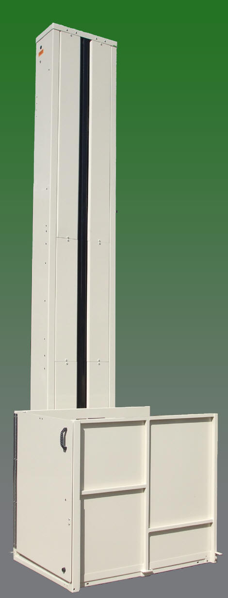 The Mac’s Vertical Home Lift PL-50 is sturdy enough to lift and lower up to 750 lbs and will accommodate most electric wheelchairs and scooters. 